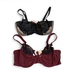 Adore Me 30DD Unlined Demi Bra in Windsor Wine & Farina unlined balconette bra